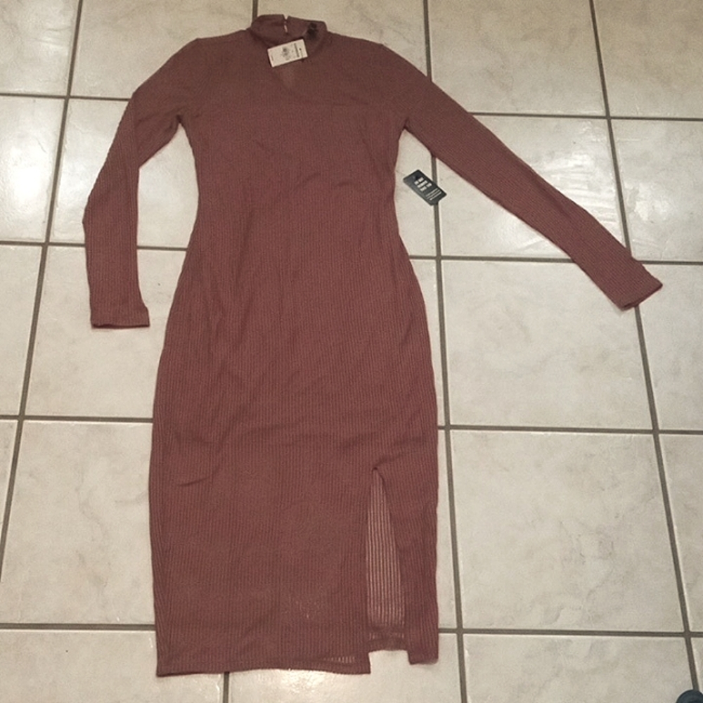 Express Mocha Mock Neck Dress